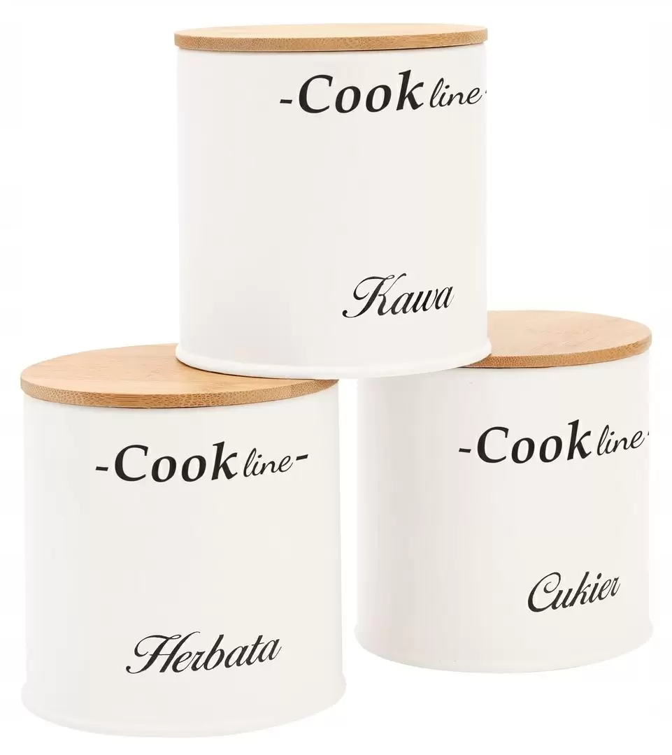 Set coș pentru pâine + 3 recipiente Cook Line Aglio NEL4942, alb/lemn