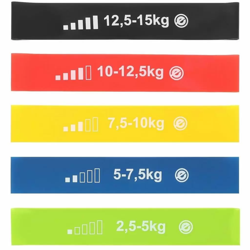 Expander Enero Crossfit Mini Band 5in1, galben/verde/roșu/albastru/negru