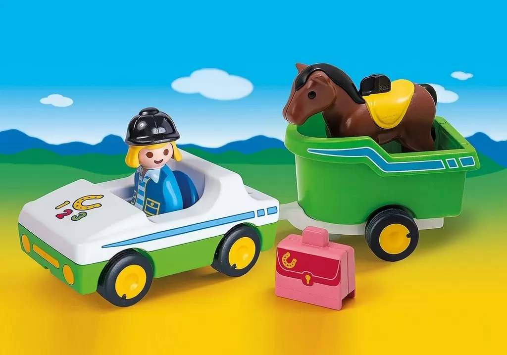 Set jucării Playmobil Car with Horse Trailer