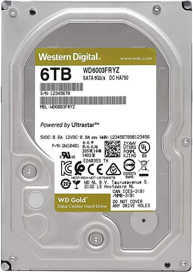 Жесткий диск WD Digital Gold Enterprise 3.5" WD6003FRYZ, 6ТБ