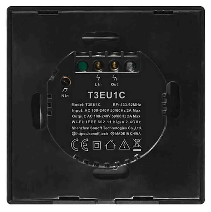 Умный выключатель Sonoff T3EU1C, черный