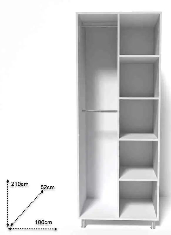 Dulap Smartex N7 100x52x210cm, alb/grafit