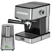 Espressor Studio Casa Delicia Espresso Mio Sc 2001 + Râşniță de cafea Del Caffe Grind Master, negru/inox