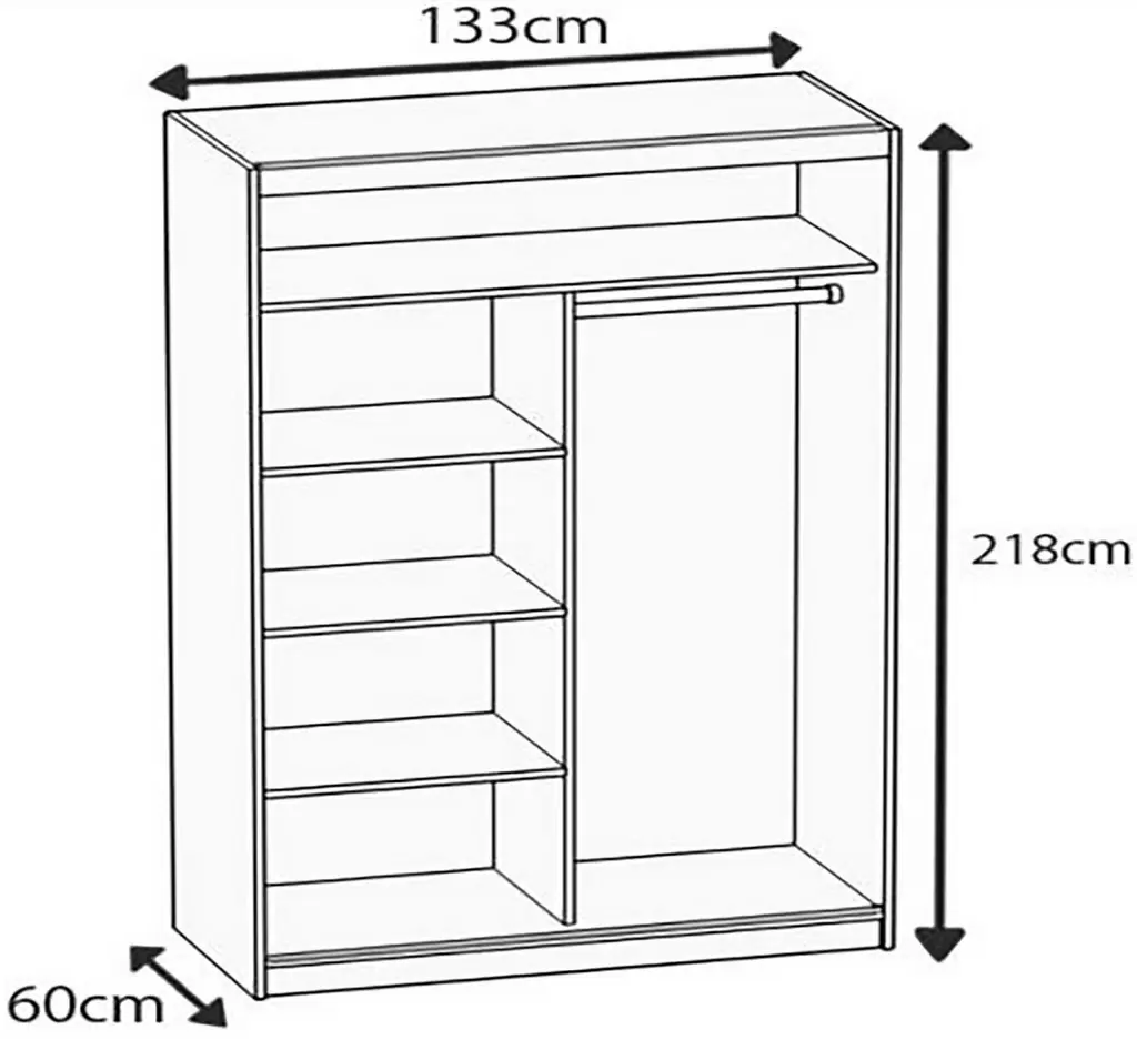 Dulap-cupe Belini MZ SZP2/0/B/SR/0/BL, gri grafit/negru