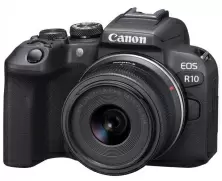 Aparat foto Canon EOS R10 + RF-S 18-45mm f/4.5-6.3 IS STM KIT & Adapter EF-EOS R for EF-S and EF, negru