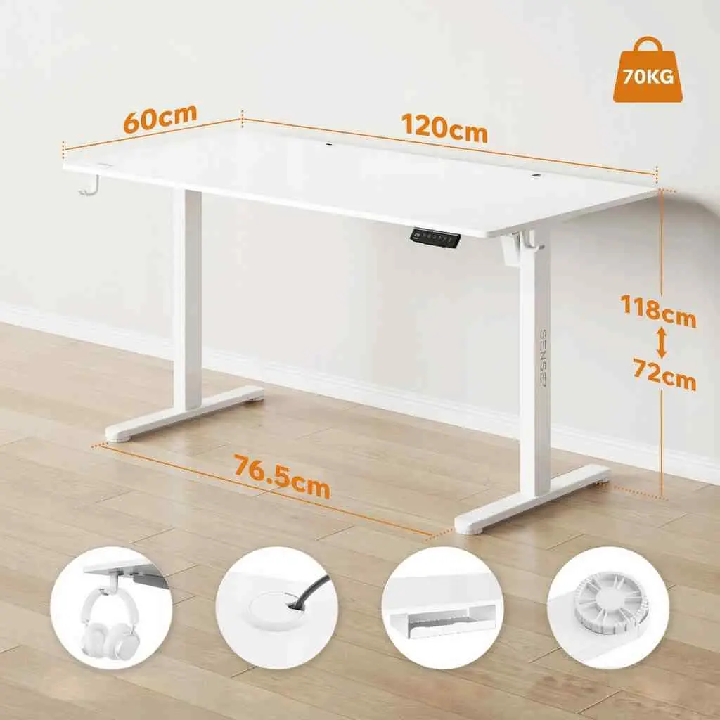 Masă de birou SENSE7 Nojo 120x60, alb