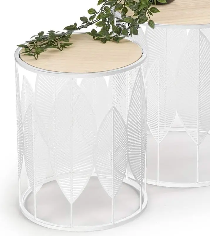 Set măsuțe cafea Halmar Folla, alb/natural pe tehnoparc.md Set măsuțe cafea Halmar Folla, alb/natural