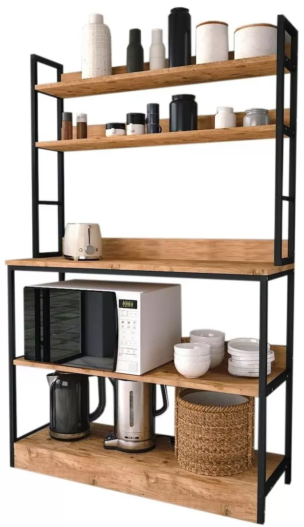 Etajeră Fabulous 5 Shelves 36x101cm, pin/negru