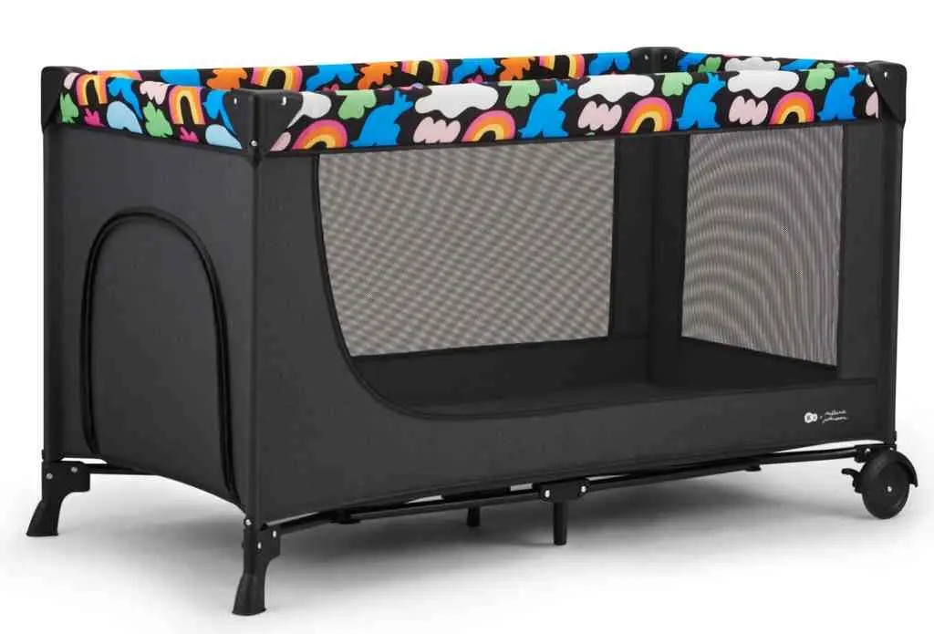 Pat pliabil KinderKraft Joy2 Happy Chapes, negru
