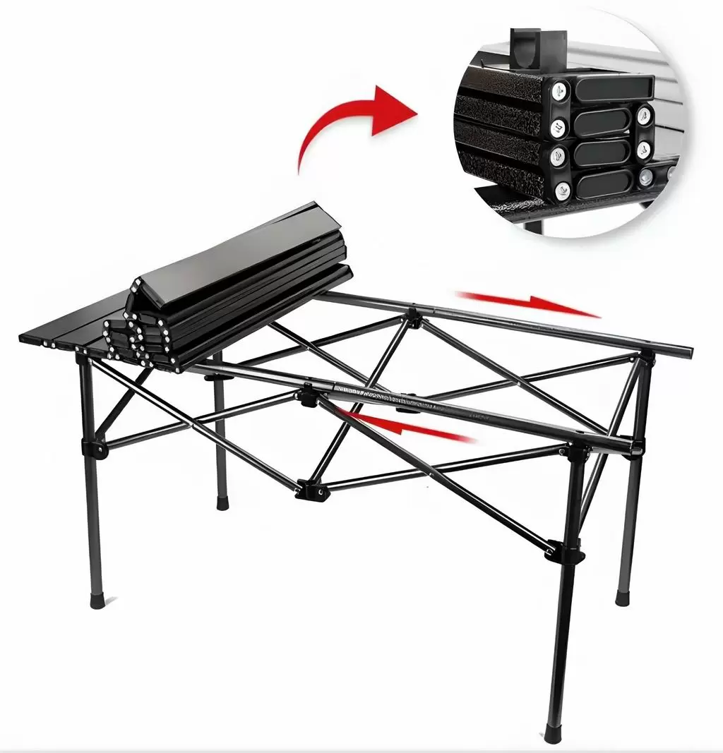 Masă pliantă pentru camping Xenos Carbon 120x55x50cm, gri