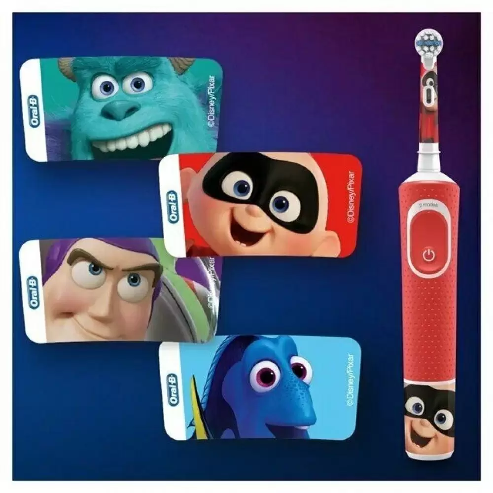 Periuță de dinți electrică Braun Kids Vitality D100 Pixar, alb|, alb/roșu