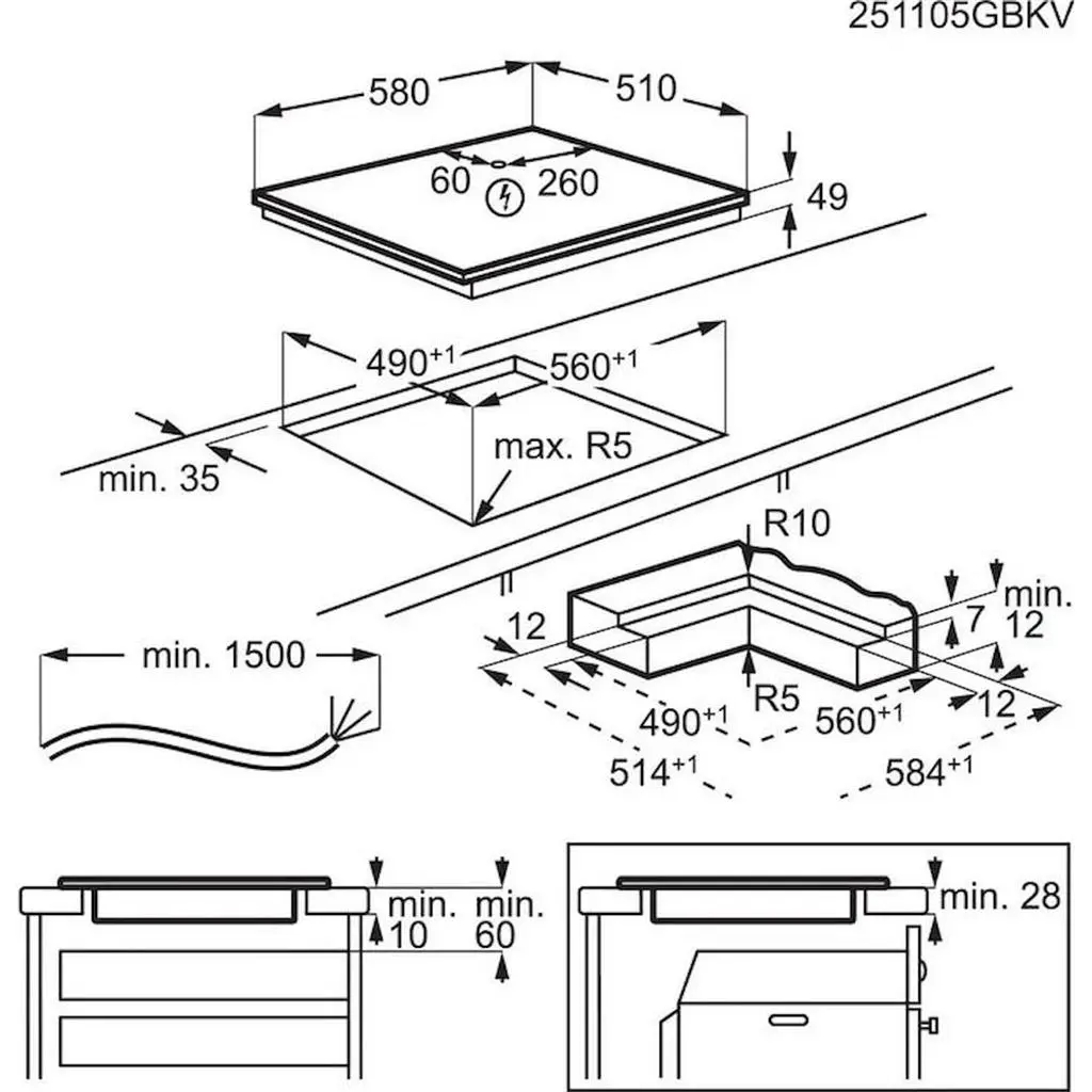 Plită incorporabilă cu inducție AEG TO64IC0FIT, negru