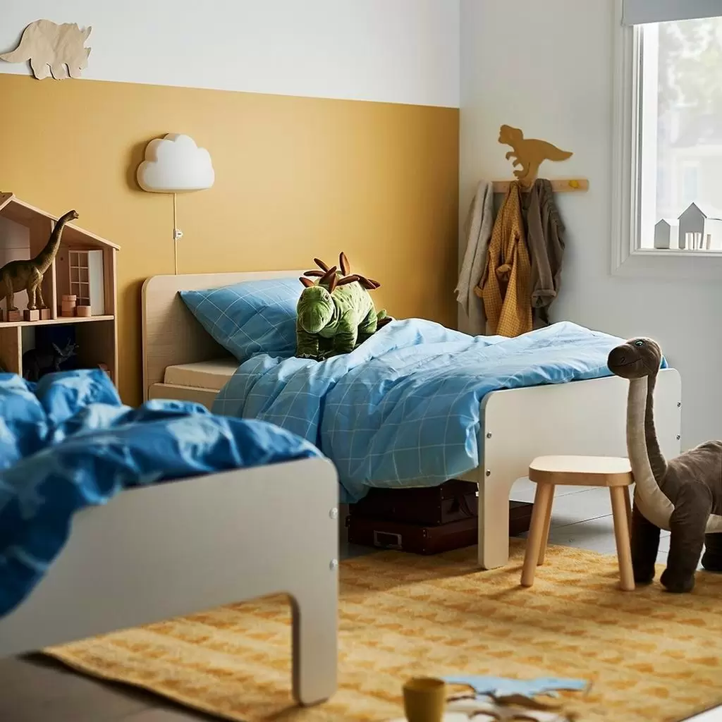 Детская кровать IKEA Slakt с реечным дном 80x200см, белый/береза