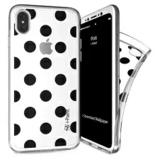 Husă de protecție I-Paint Trendy Soft IPhone X /XS Pois, alb/negru