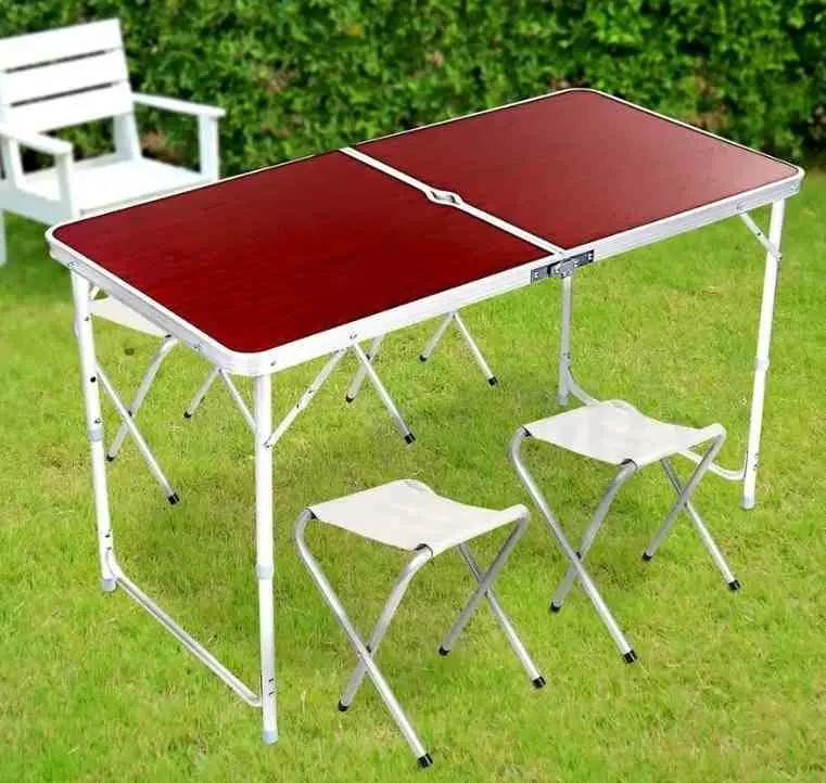 Masă și scaune pliante pentru camping Xenos Travel Set Cherry, vișină