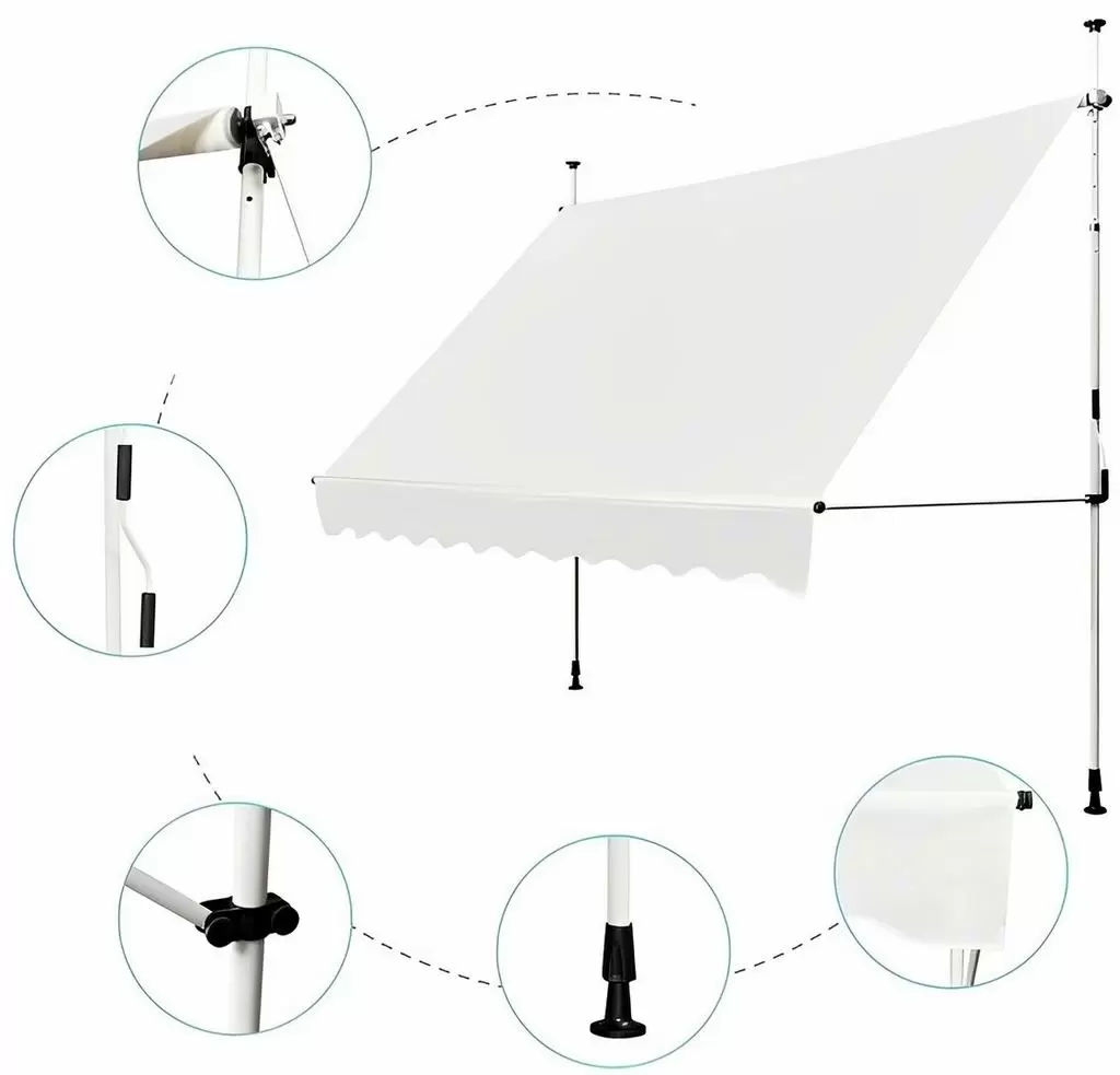 Тент пристенный Costway OP70317BE, белый