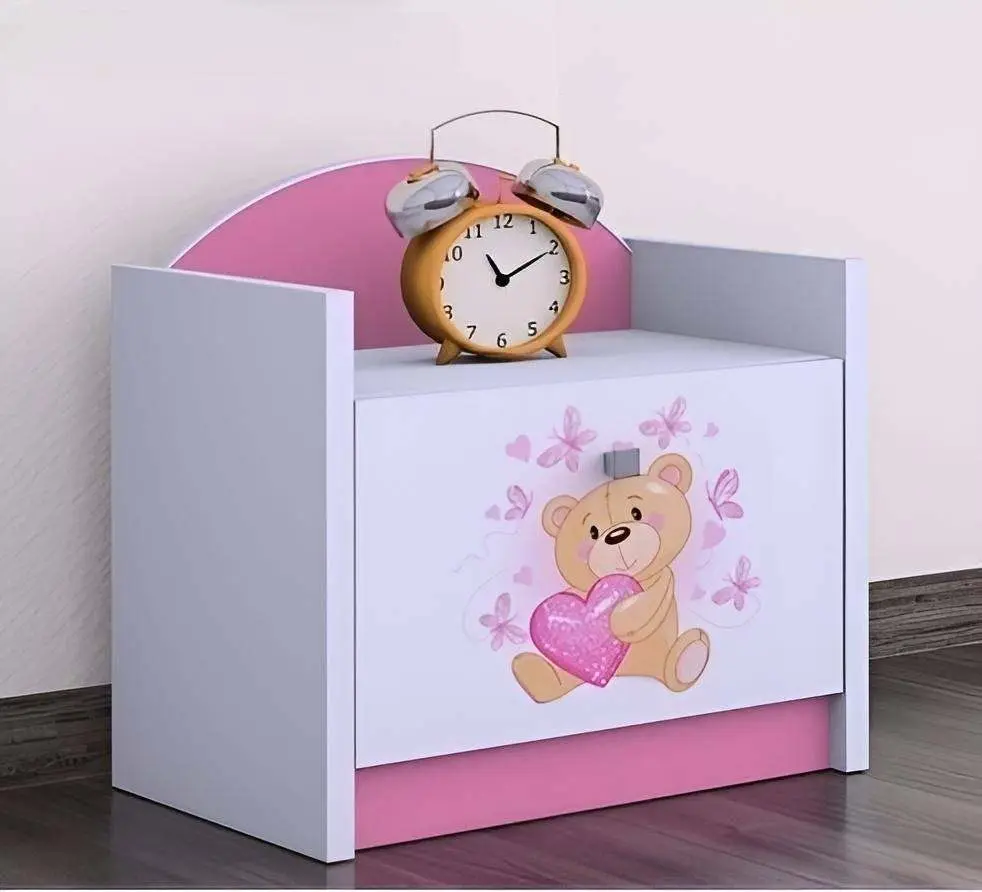 Noptieră Happy Babies Happy SZN02 Teddy Bear, alb/roz