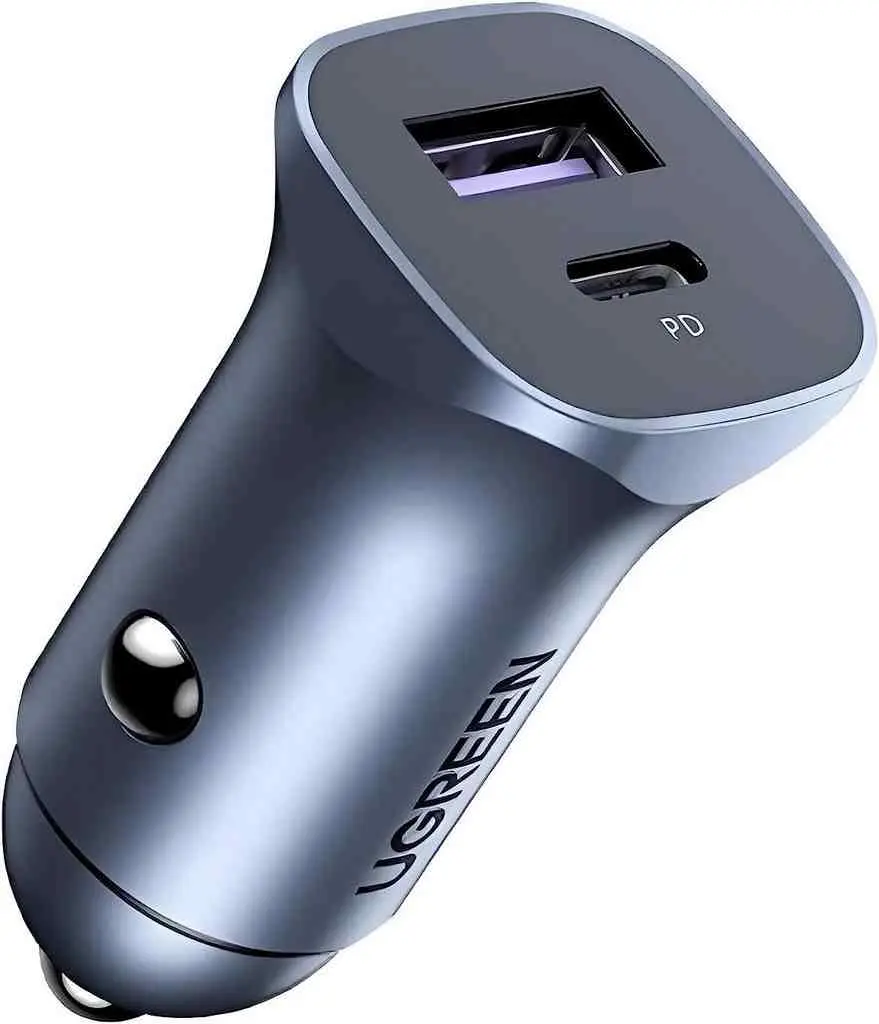 Încărcător auto Ugreen USB-A + Type-C Aluminum 3A 30W, gri pe tehnoparc.md Încărcător auto Ugreen USB-A + Type-C Aluminum 3A 30W, gri