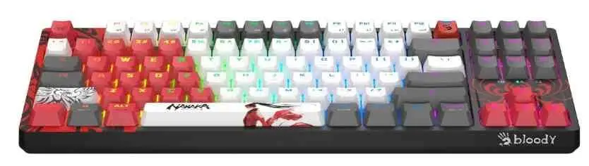 Клавиатура Bloody WS87, белый/серый/красный