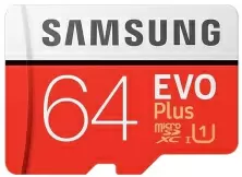 Карта памяти Samsung EVO Plus microSDXC UHS-I + SD adapter, 64GB