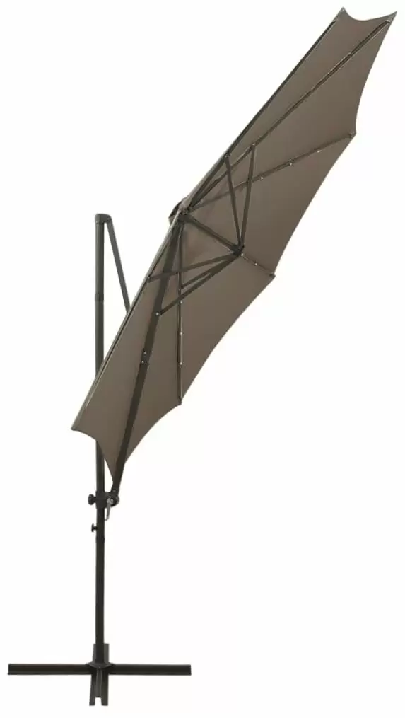 Umbrelă de gradină vidaXL 312339 LED, gri taupe