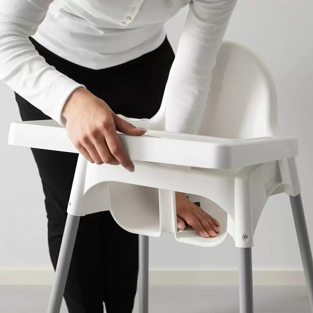 Scaun de masă IKEA Antilop cu pernă, alb/argintiu
