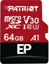 Карта памяти Patriot EP Series MicroSDXC V30 + SD adapter, 64ГБ