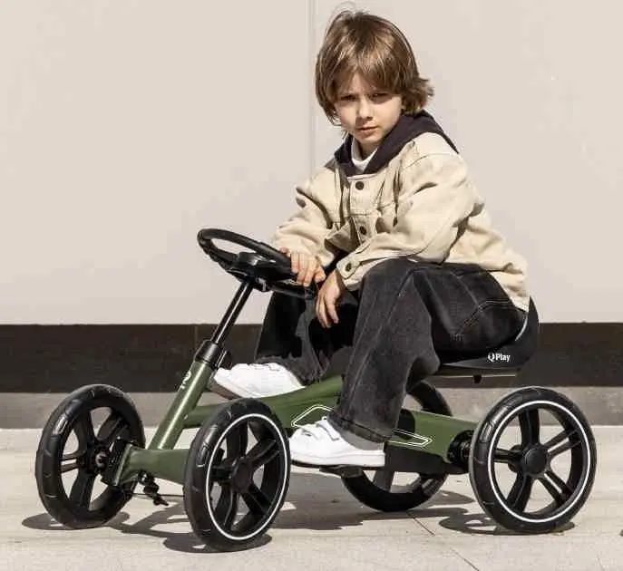 Kart cu pedale Qplay Gokart Haki, verde