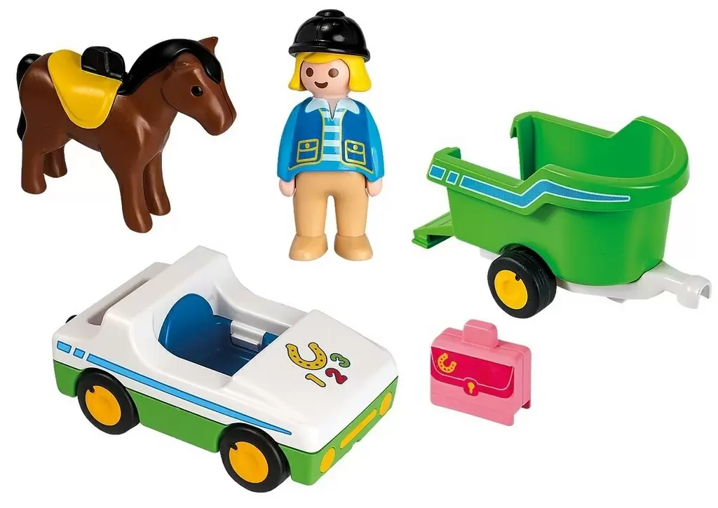 Set jucării Playmobil Car with Horse Trailer