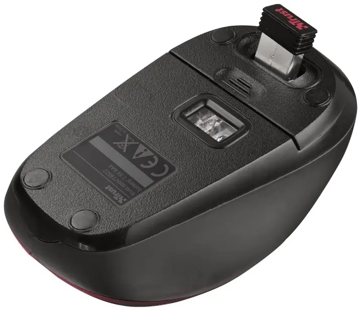 Mouse Trust Yvi Wireless Mini, negru/roșu