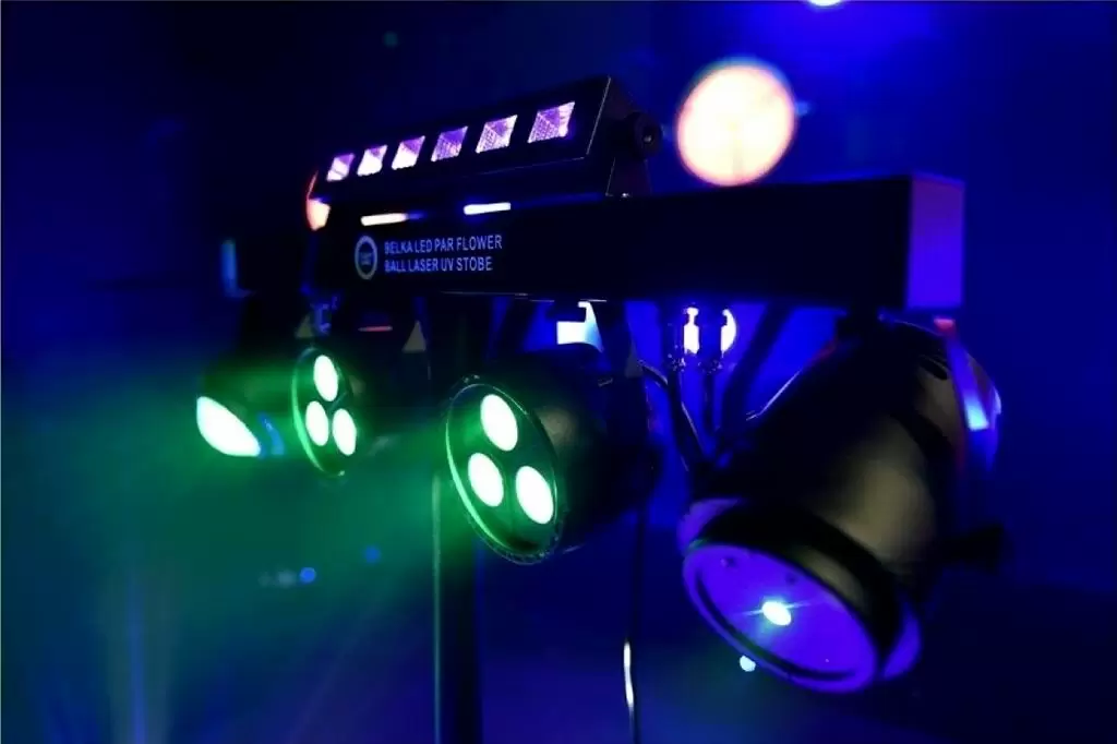 Sistem de iluminare Light4Me LED Par Flower Ball Laser UV Strobe, negru