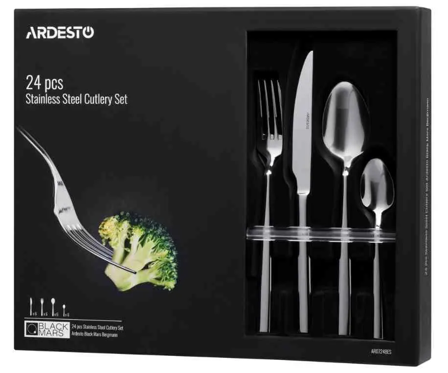 Set tacâmuri Ardesto AR0724BES, inox pe tehnoparc.md Set tacâmuri Ardesto AR0724BES, inox