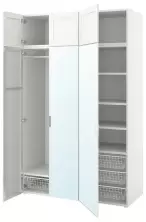 Dulap IKEA Platsa 6 uși/oglindă 140x57x221cm, alb straumen/fonnes alb