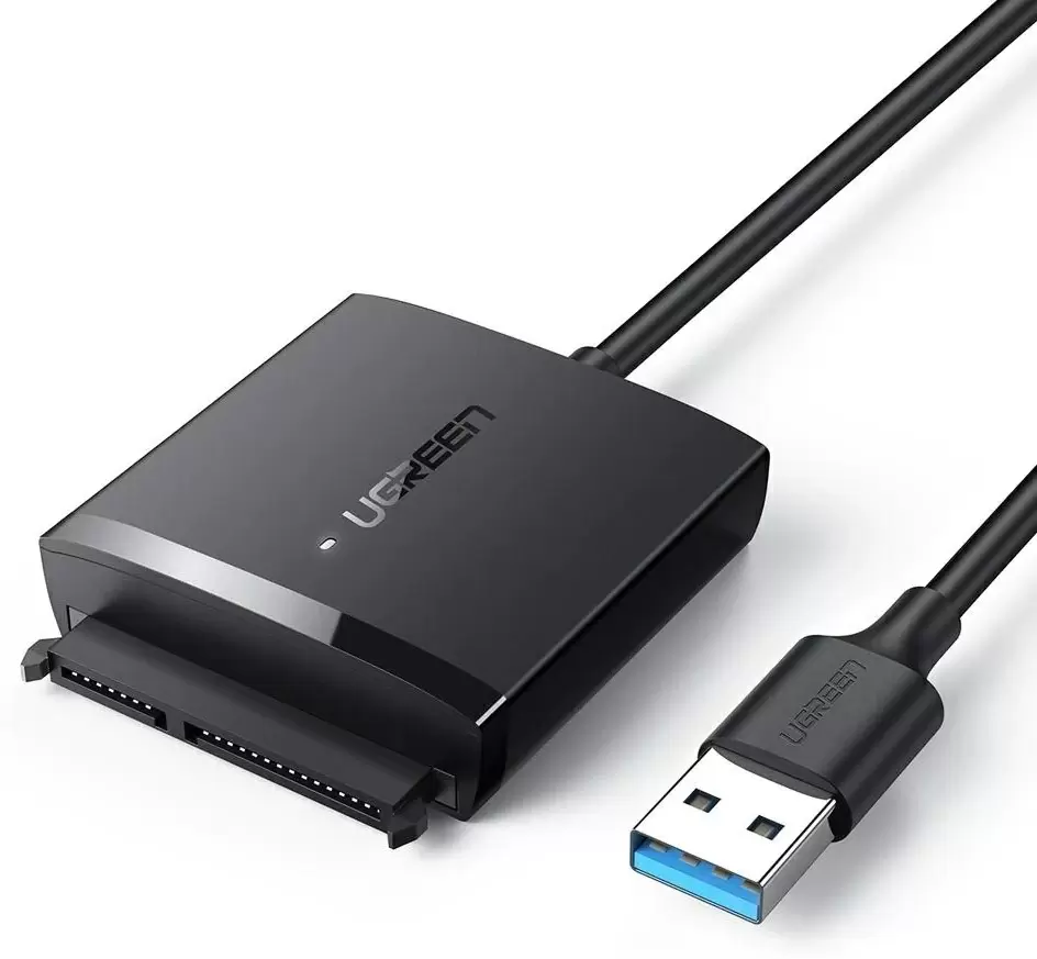 Переходник Ugreen USB 3.0 to SATA Converter with DC5.5mm Power Supply, черный