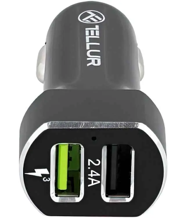 Автомобильная зарядка Tellur Dual USB 5.4A, черный на tehnoparc.md Автомобильная зарядка Tellur Dual USB 5.4A, черный