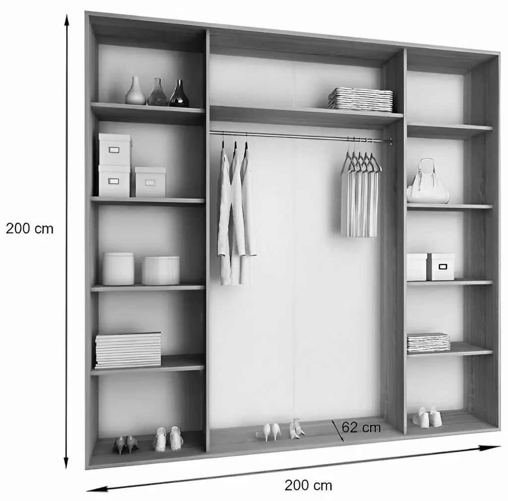 Шкаф-купе Prime Furniture Top 23 Plus 200, дуб сонома