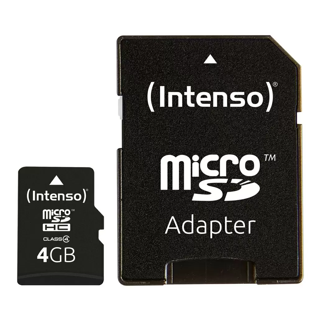 Карта памяти Intenso MicroSD Class 4 + SD Adapter, 4ГБ
