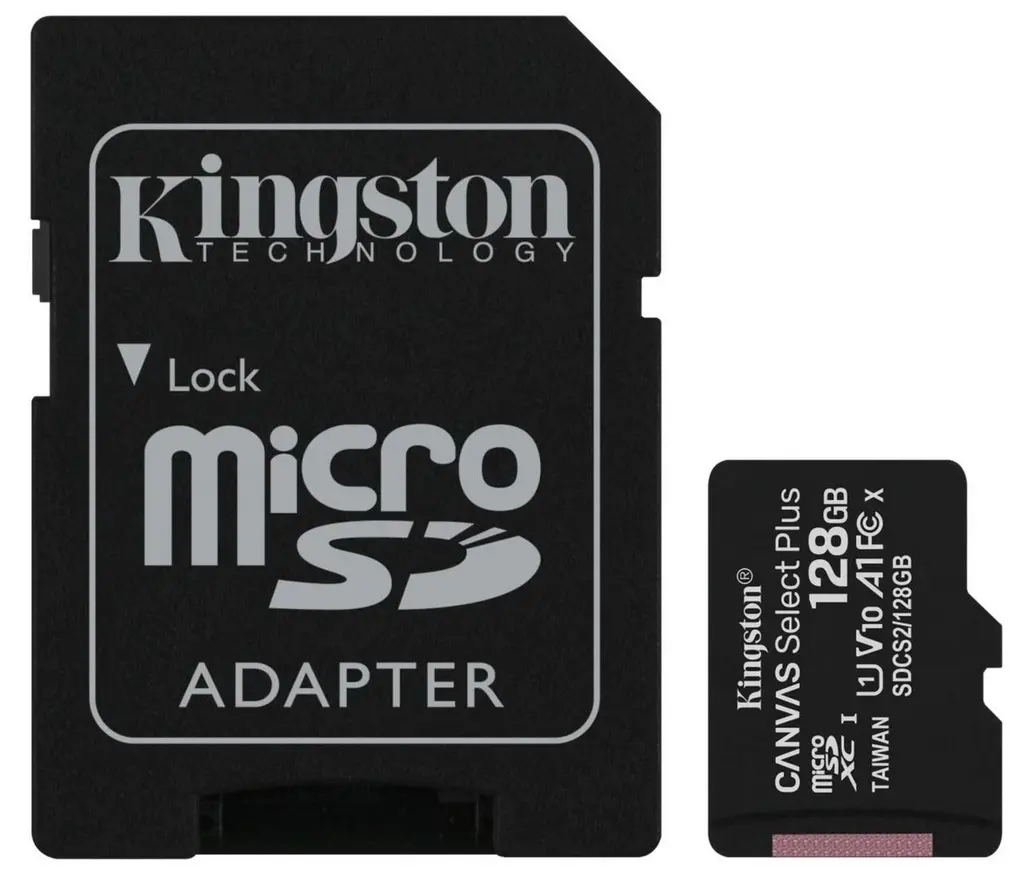Карта памяти Kingston Canvas Select Plus microSDXC Class 10 UHS-I U1 + SD adapte, 128GB