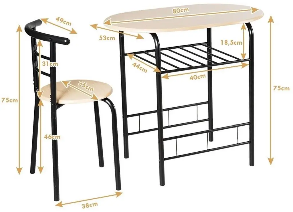 Set masă și scaune Costway HW54057NA, natural/negru