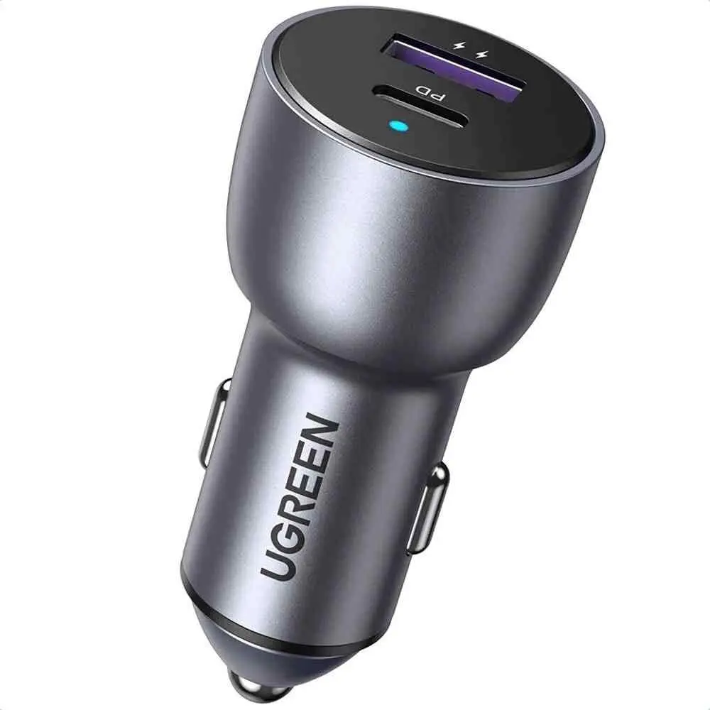 Автомобильная зарядка Ugreen USB-A + Type-C Aluminum 3A 52.5W, серый на tehnoparc.md Автомобильная зарядка Ugreen USB-A + Type-C Aluminum 3A 52.5W, серый
