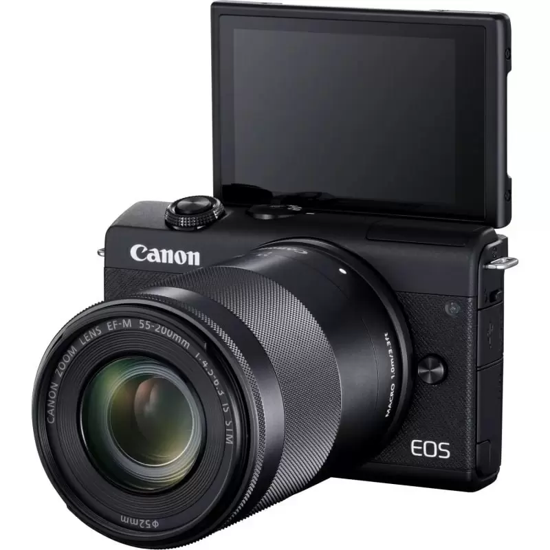 Aparat foto Canon EOS M200 + 15-45mm IS STM + 55-200mm IS STM Kit, negru