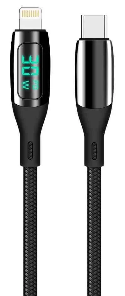 Cablu USB Helmet Type-C to Lightning 30W 1.2m, negru