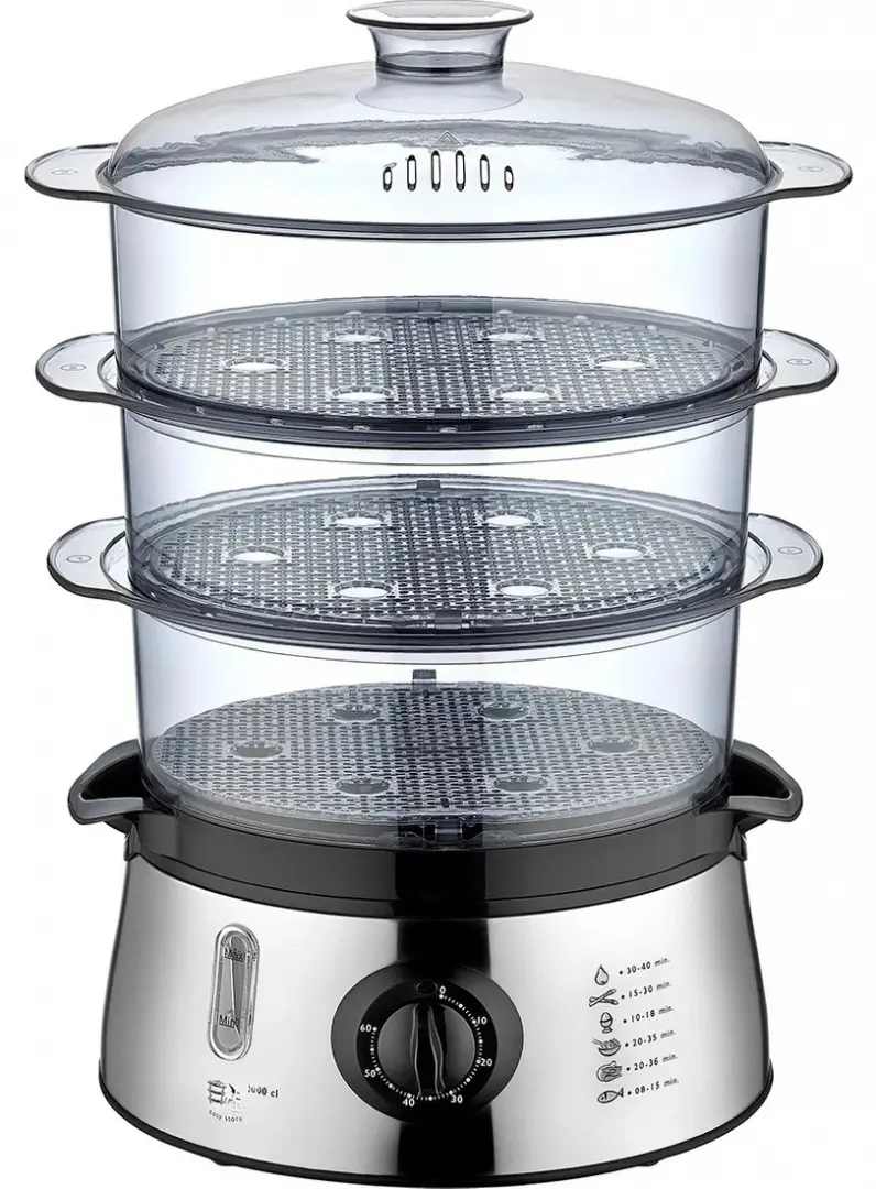 Aparat de gătit cu aburi Goldmaster GM-7439, negru/oțel