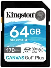 Карта памяти Kingston Canvas Go! Plus SD Class10 UHS-I U3 (V30), 64GB