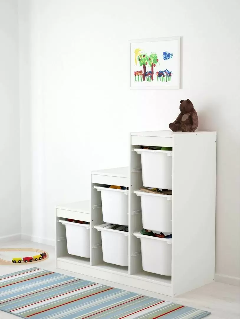Etajeră cu containere pentru jucării IKEA Trofast 99x44x94cm, alb