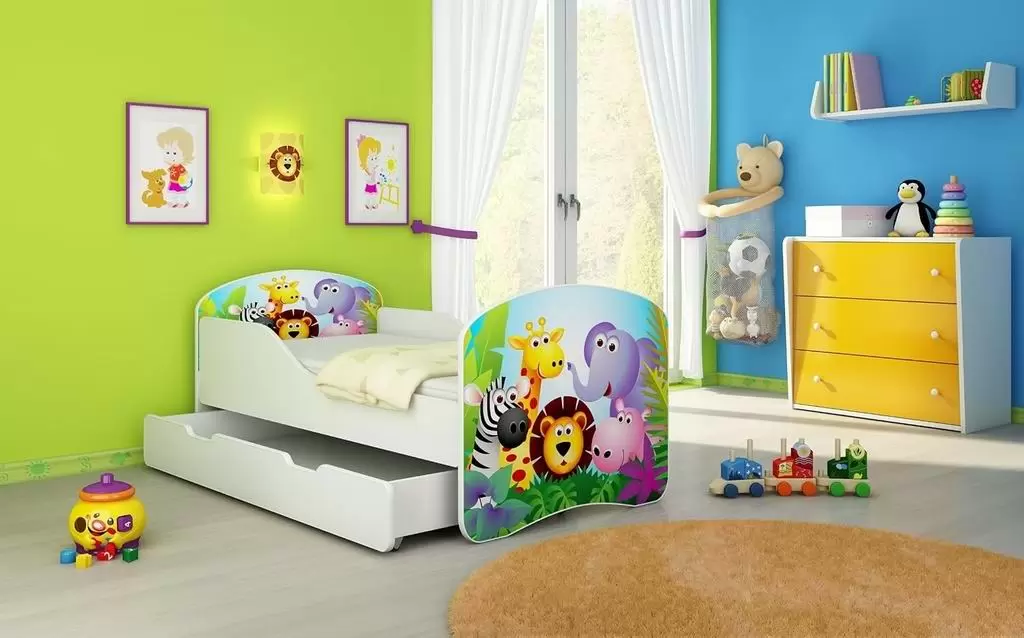 Детская кровать ACMA Meble Acma I Zoo 80x180см ящик/матрас 7см, белый