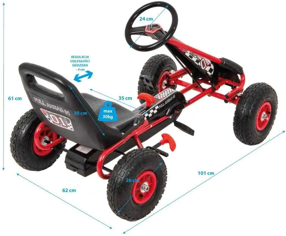 Kart cu pedale Enero Sport Go-Kart 01, roșu pe tehnoparc.md Kart cu pedale Enero Sport Go-Kart 01, roșu