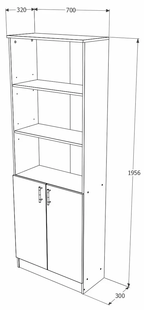 Стеллаж Haaus Flint 2U2P, дуб сонома