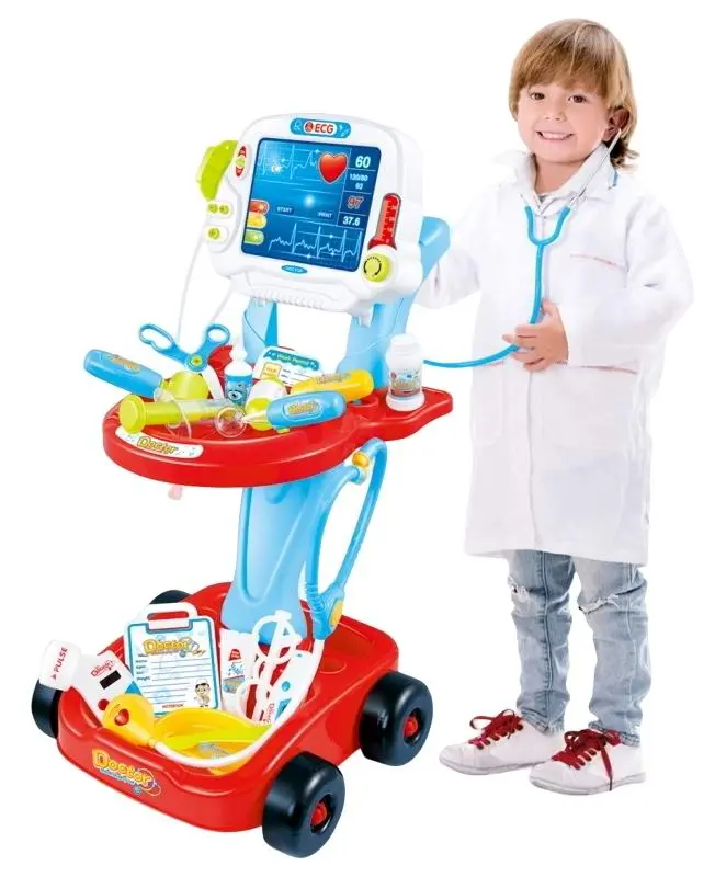 Игровой набор Woopie Little Doctor's Trolley 28743, красный/синий