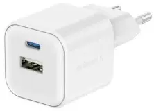 Зарядное устройство Swissten GaN 1xUSB-C 35W PD + 1xUSB-A 27W QC, белый